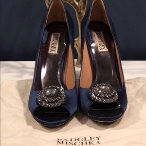Badgley Mishka blue satin heels